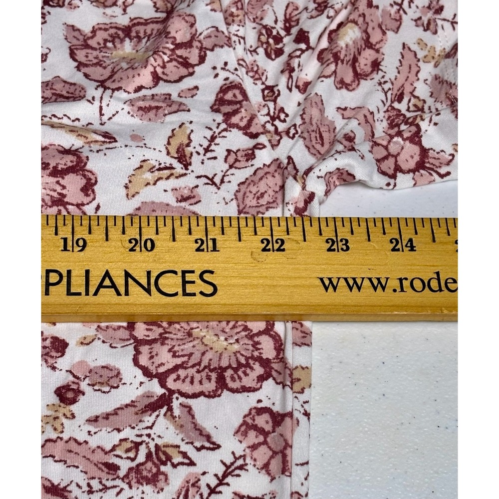 Lucky Brand Pajama Set Women Small Pink Excellent Floral Tie Hem Loungewear - Picture 9 of 12